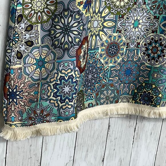 Misslook Plus Size Short Sleeve Geometric Fringe Flowy High Neck Blouse 3XL - Picture 4 of 9